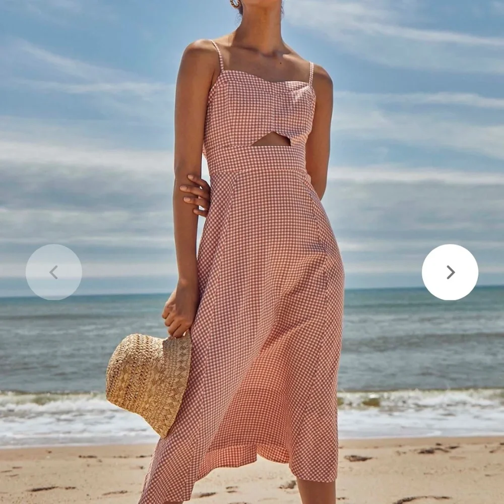 Hunter Bell Red Gingham Midi Dress - Picture 2 of 4